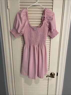 Hill House Pink Smocked Mini Dress